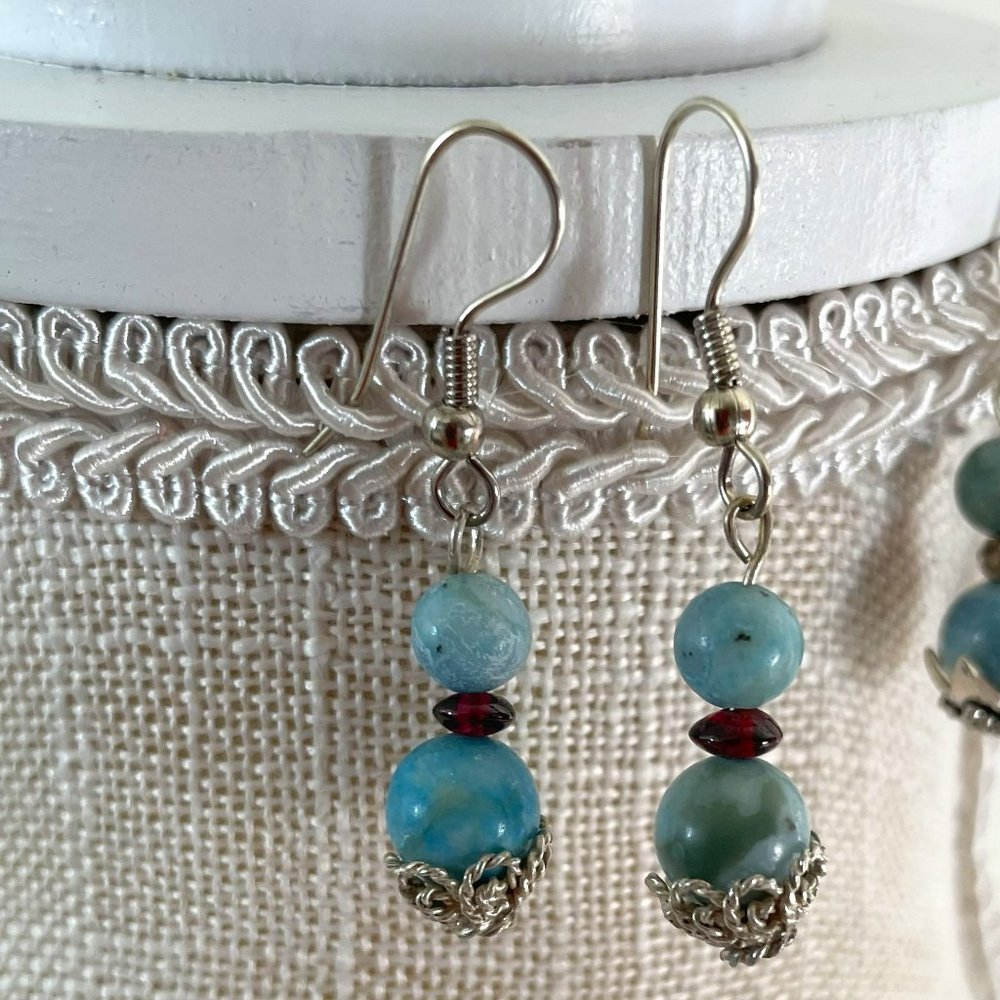 Turquoise Drops with red accent stone